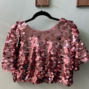 A New Day Pink Paillette Crop Top - Medium